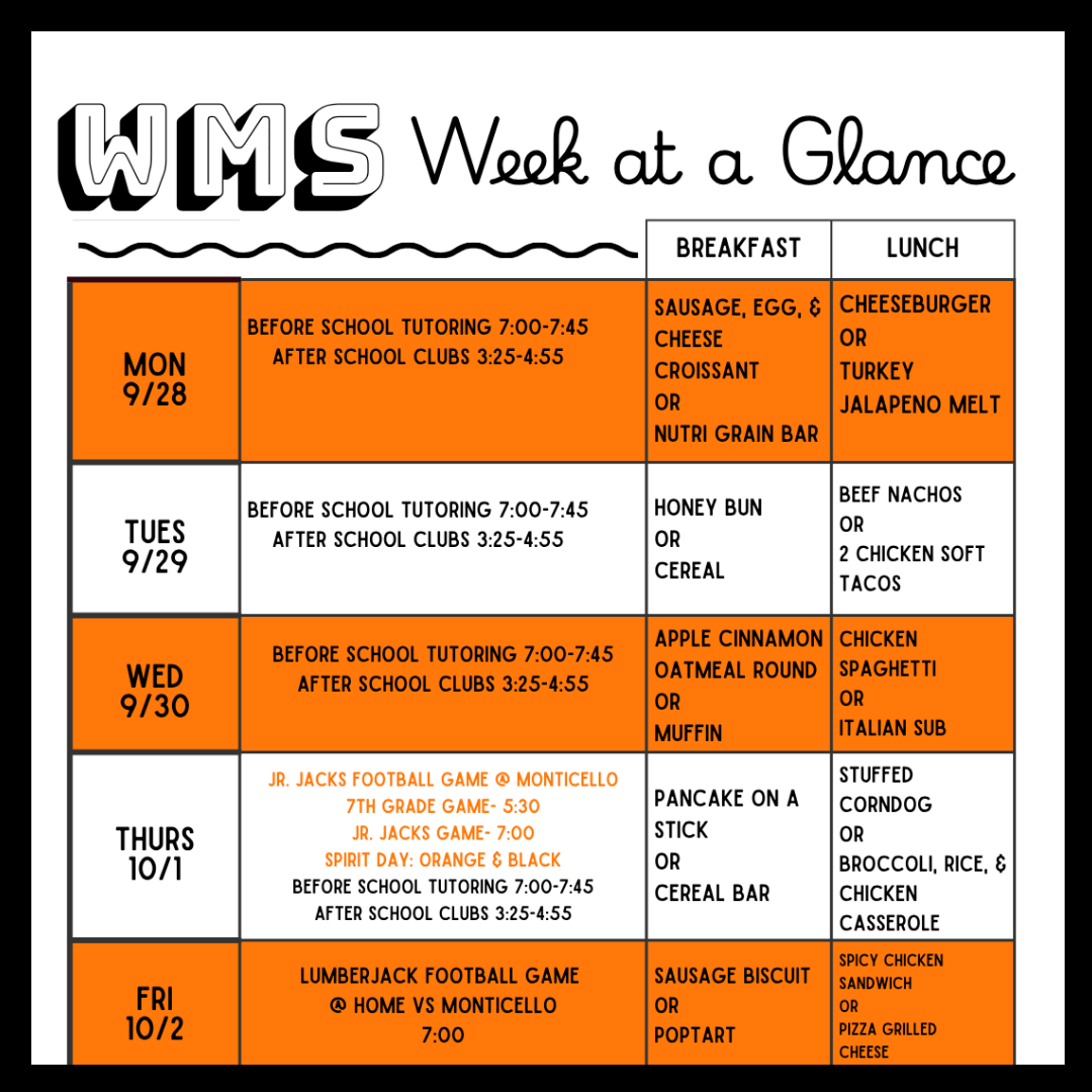 9/28 WMS Week at a Glance