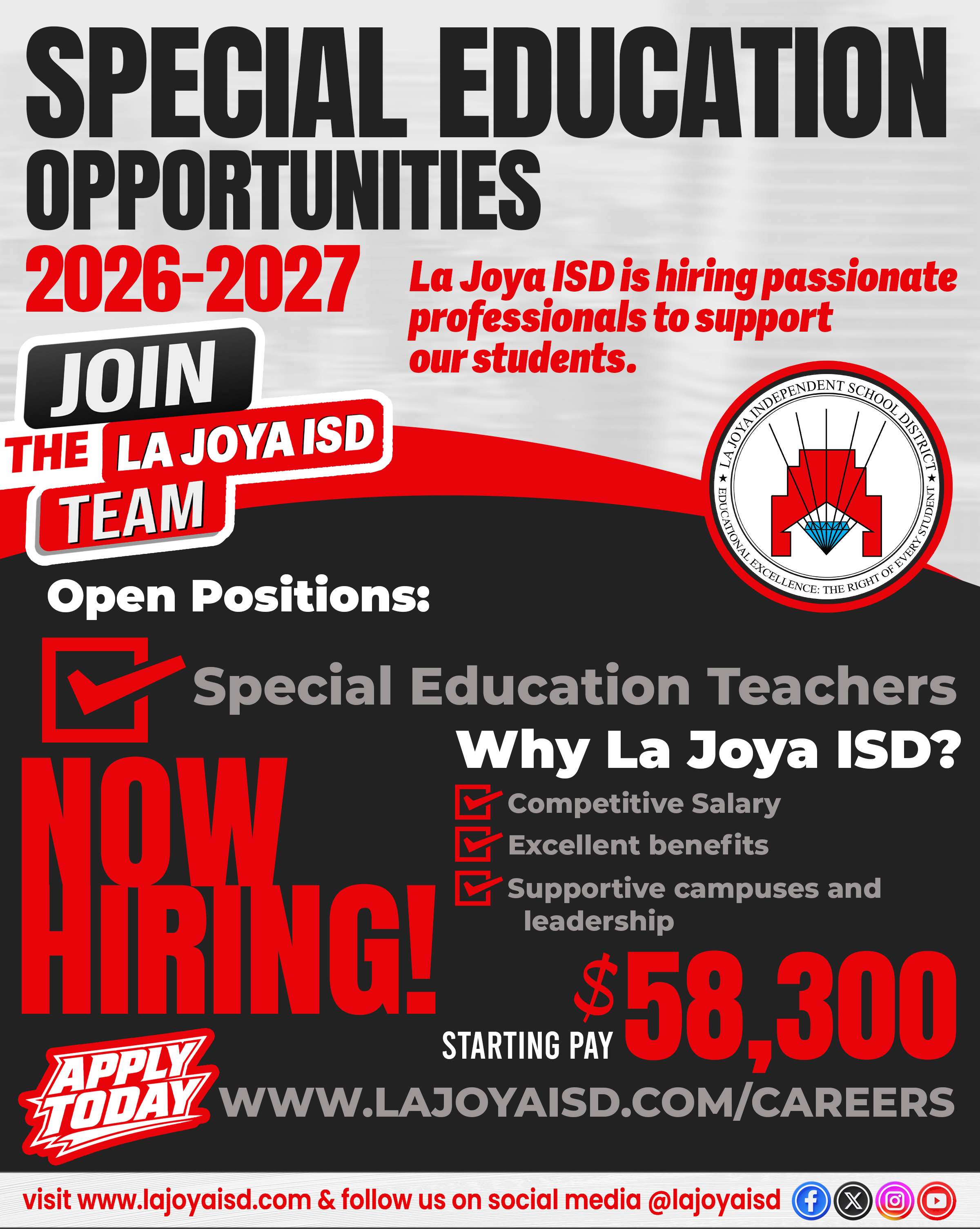 🚨 Join the La Joya ISD Family and make a lasting impact! 🍎✨