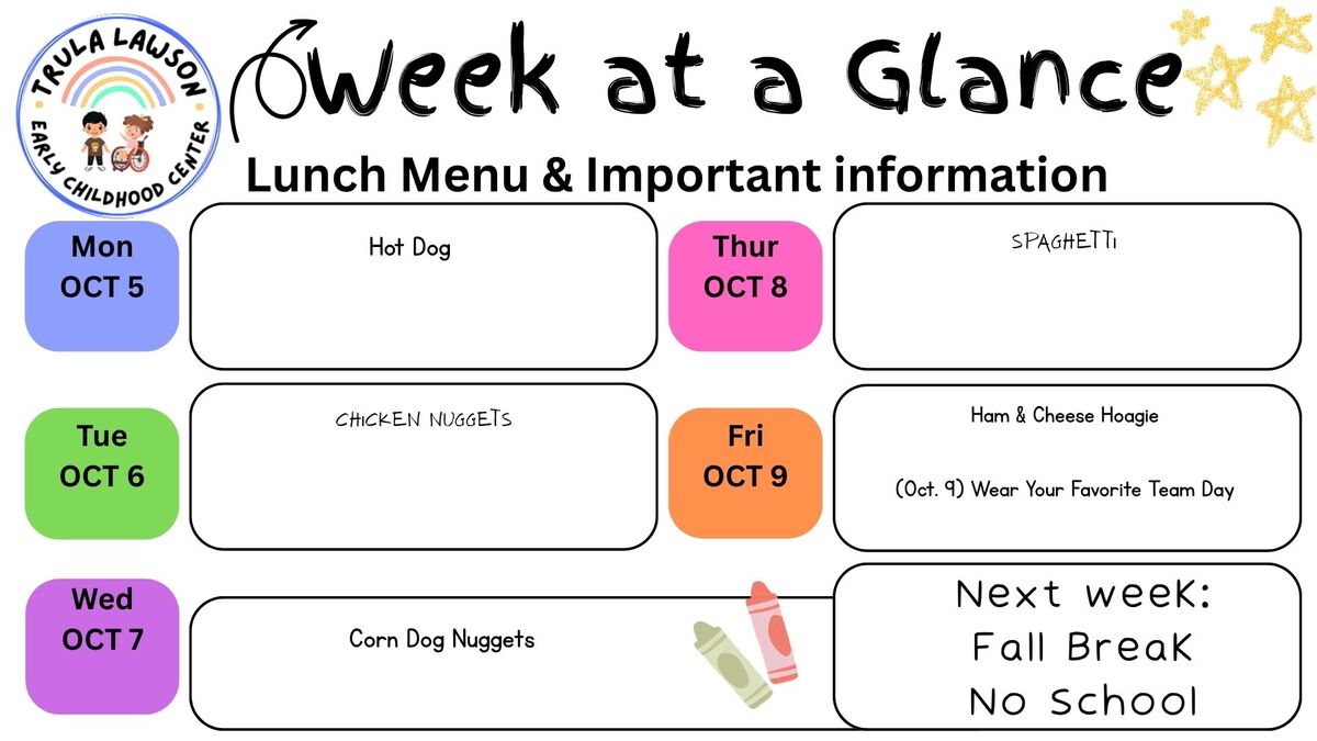 Lunch Menu & Important Information