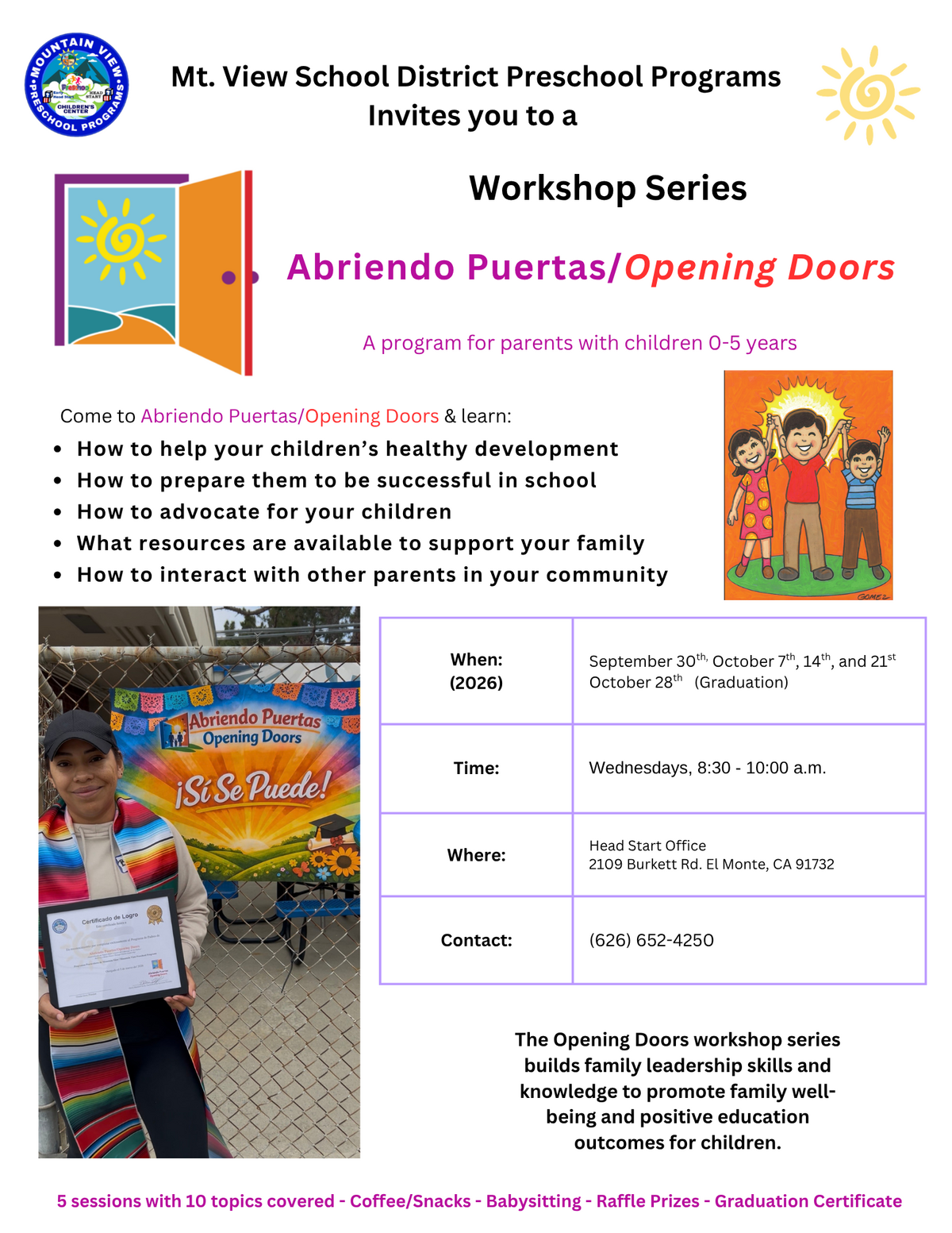 Parent Workshop Starts Soon: Abriendo Puertas/Opening Doors 