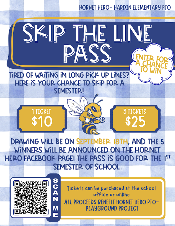 Tired of waiting in the pick up line?  Enter for a chance to win a skip the line pass and support a great cause!