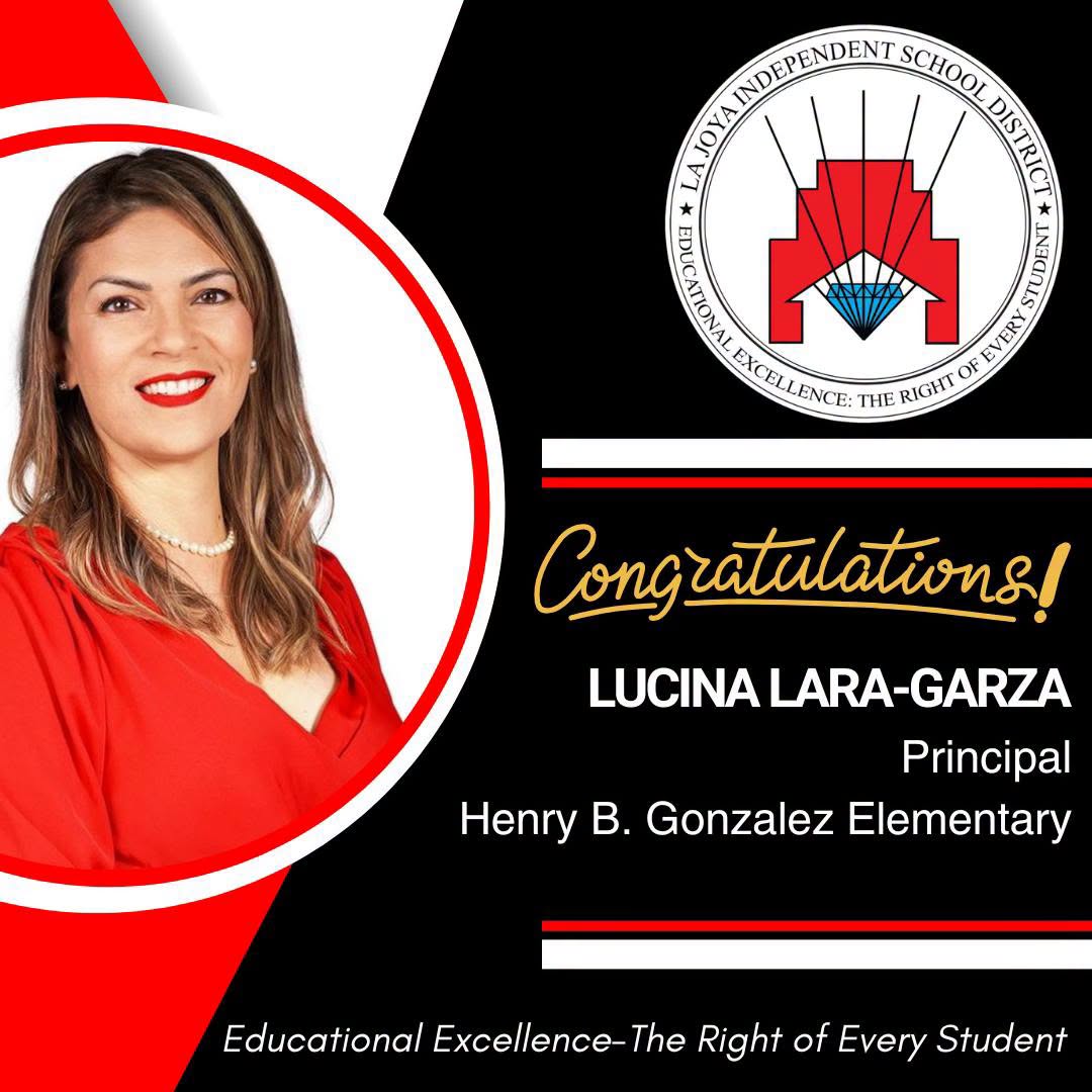  🎉 Please join us in welcoming Mrs. Lucina Lara-Garza as the new Principal of Henry B. Gonzalez Elementary! ❤️🖤🌟