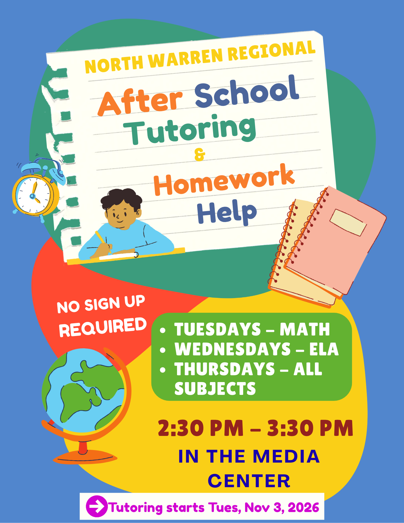 After School Tutoring Begins Tuesday, Nov 3rd!