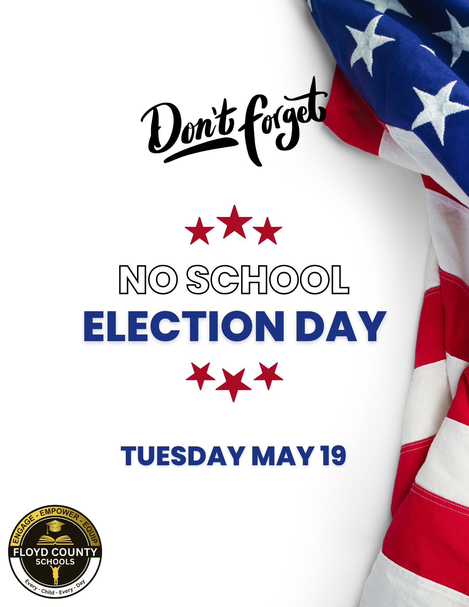 No School - Tuesday May 19
