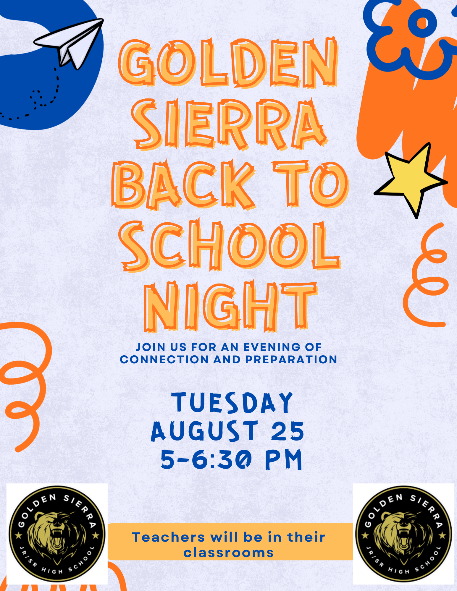 Golden Sierra Back To School Night