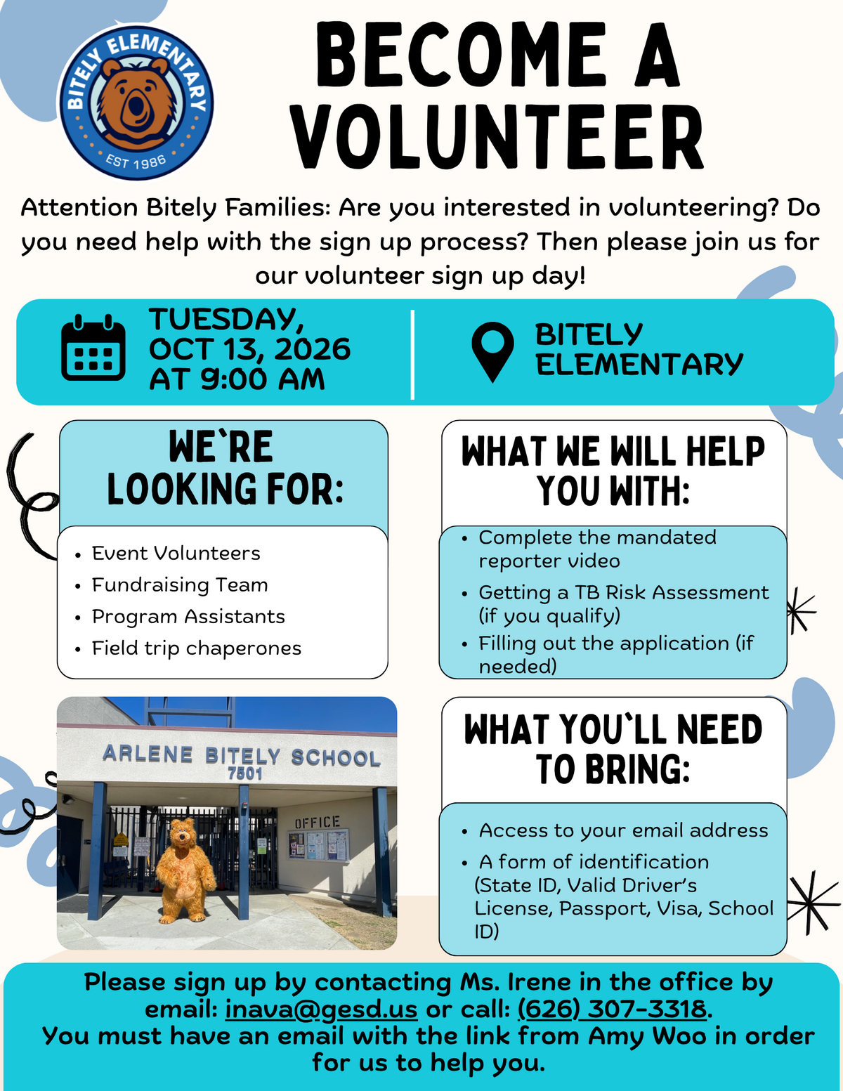 Sign up to be a volunteer