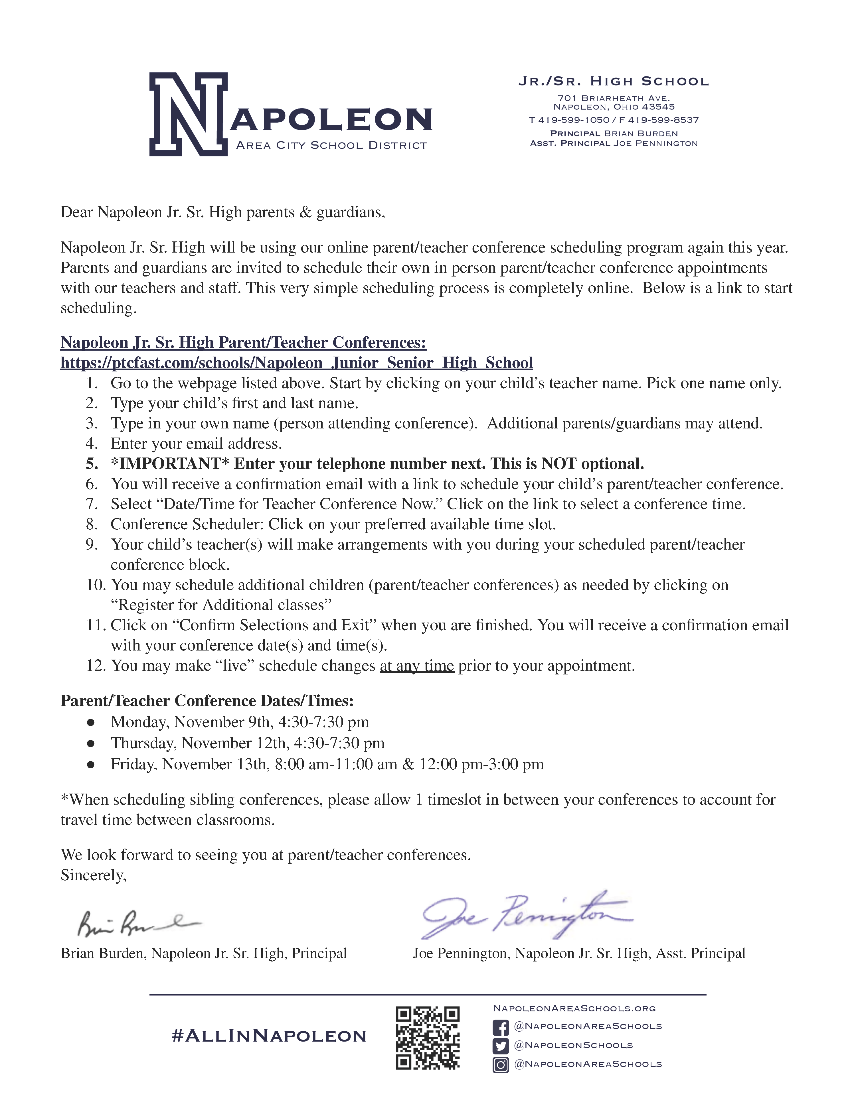 Parent/Teacher Conferences