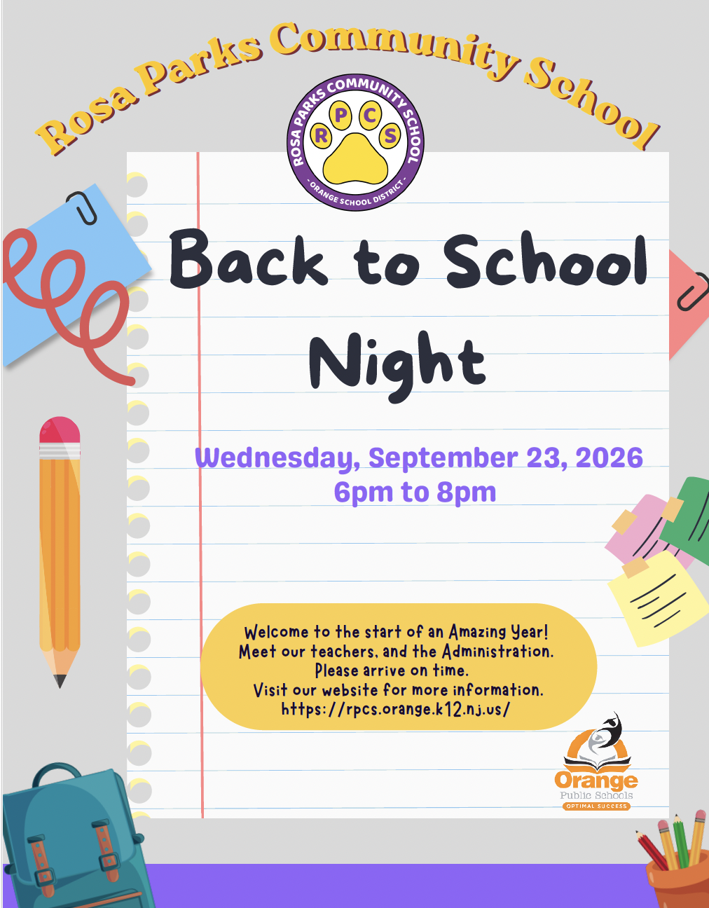 Back to School Night 9-23-26