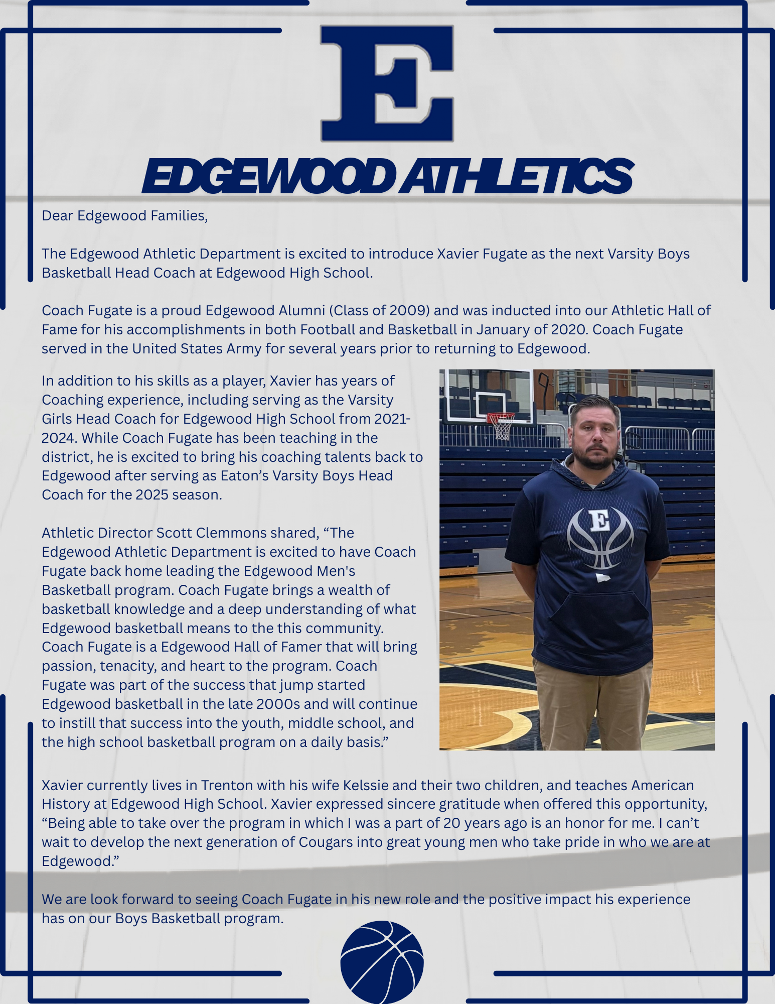 Edgewood Selects Next Varsity Boys Basketball Coach