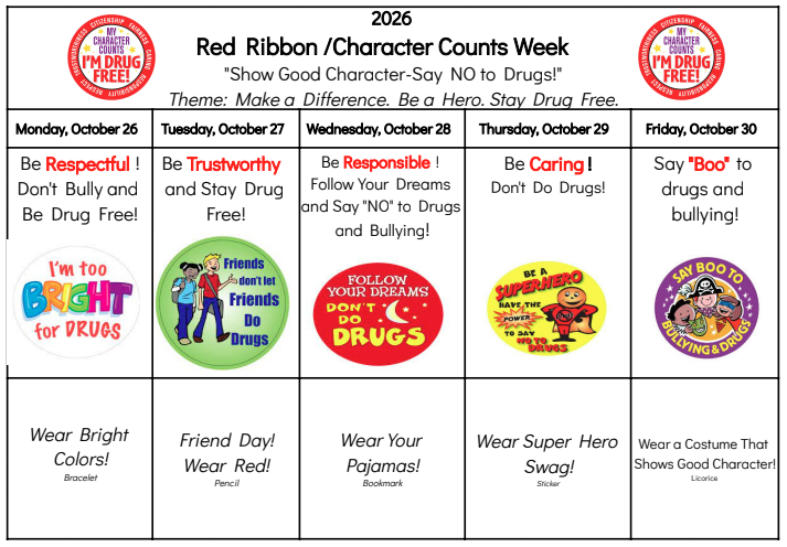 Red Ribbon Week - October 26th to October 30th