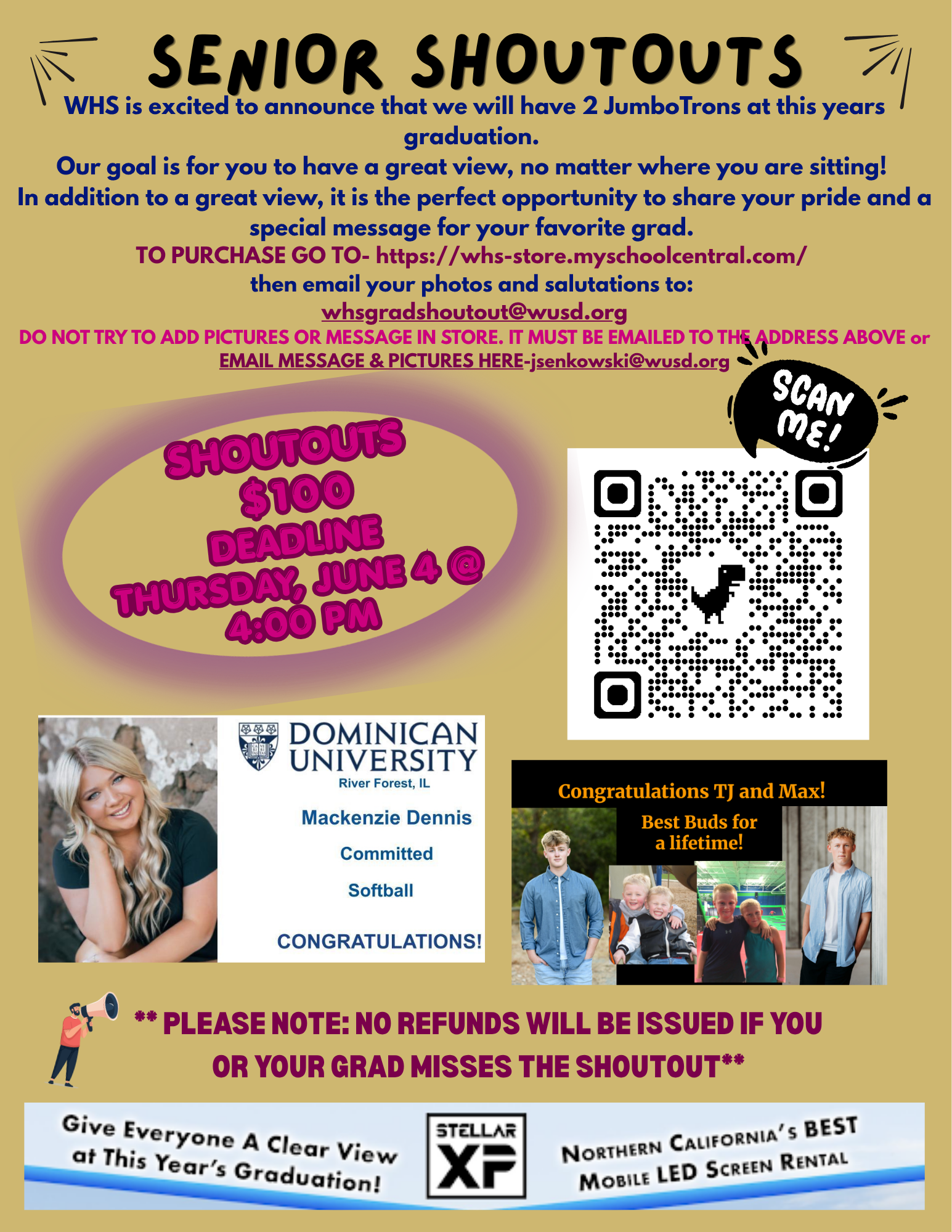 Senior ShoutOut Deadline 4:00pm, June 4th!