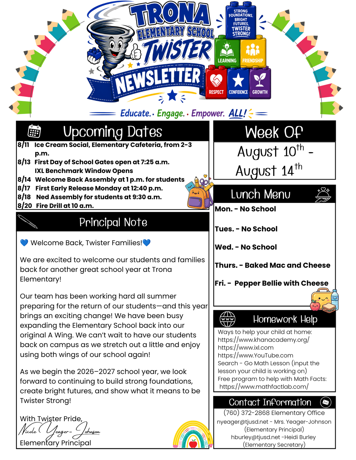 Twister Newsletter for August 10th-14th, Please follow the Link to Complete the Transportation Survey. 